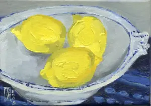 Anne Jitske Salverda, Geel en Blauw, 175 euro, Oil on canvas, unframed, 13x18cm