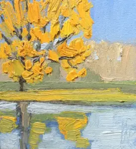 Anne Jitske Salverda, Hoera Herfst!, 135 euro, Oil on panel, unframed, 11,5x11,5 cm