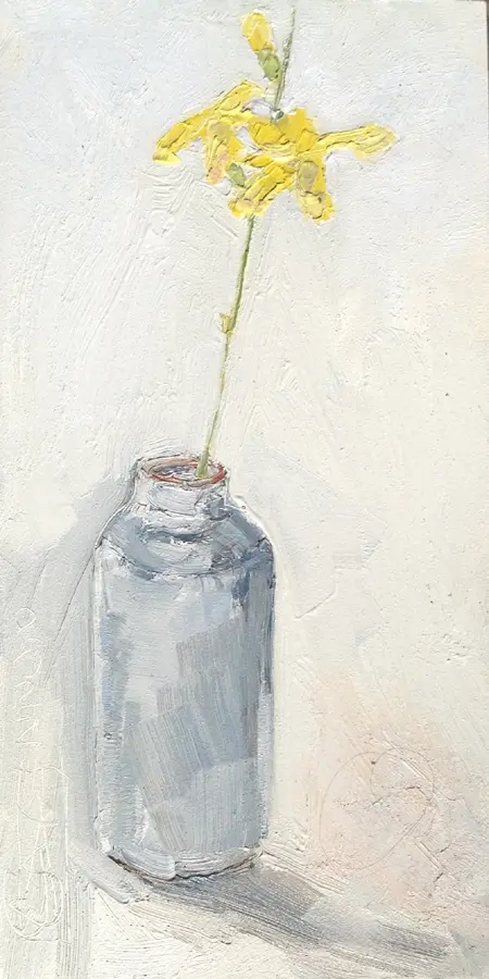 Anne Jitske Salverda, Jasmijn tussen de Klimop, 195 euro, Oil on panel, unframed, 13x26 cm