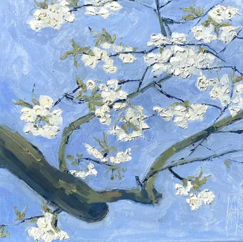 Anne Jitske Salverda, Kersenbloesem, 395 euro, Oil on canvas, unframed, 40x40 cm