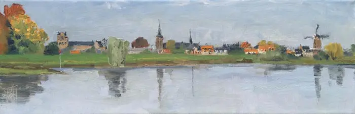 Anne Jitske Salverda, Ruitme voor de rivier, Oil on canvas, 20x60 cm, €.395,-