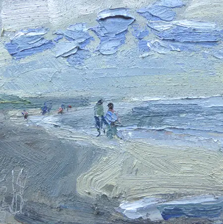 Anne Jitske Salverda, Septemberzee 5, Oil on wood in wooden frame, 15x15 cm, €.175,-