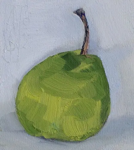 AnneJitske Salverda, Stoofpeertje 1, 135 euro, Oil on panel, unframed, 11,5x10,5 cm excl. frame