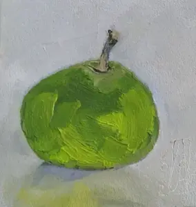 AnneJitske Salverda, Stoofpeertje 4, 135 euro, Oil on panel, unframed, 11,5x10,5 cm excl. frame