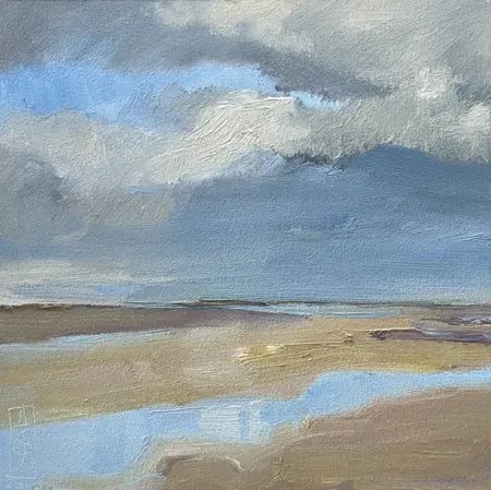 Anne Jitske Salverda, Tussen de zeenonden, Oil on panel in white wooden frame, 20x20 cm excl. frame, €.195,- including frame