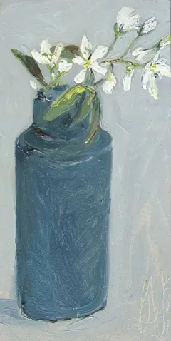 Anne Jitske Salverda, Voorjaar raast langs me heen, 180 euro, Oil on panel, 26x13 cm