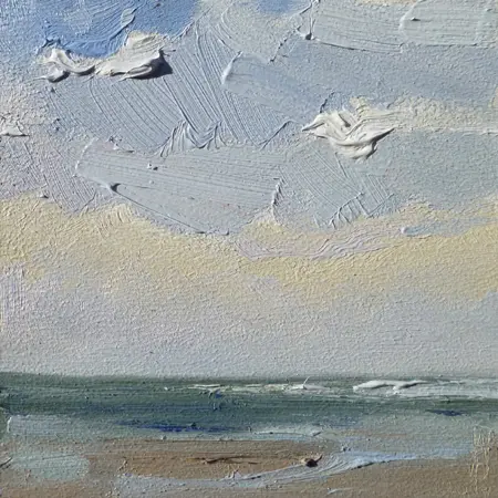 Anne Jitske Salverda, Wadkant bij het groene strand, Oil on panel, unframed, 15x15 cm, €.135,-