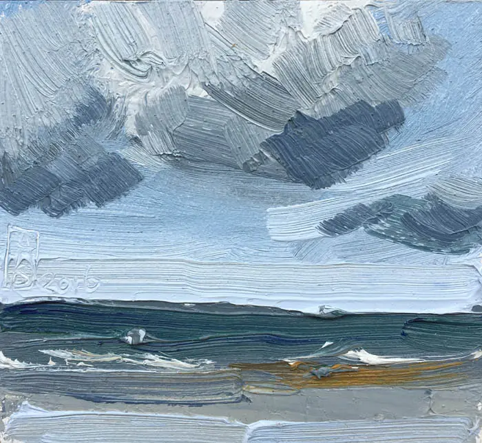 Anne Jitske Salverda, Zeezucht 1, Oil on wood, 10x11 cm, €.135,-, unframed and €.175,- in wooden frame