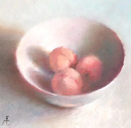 Anneke Elhorst, Abrikozen, 295, euro, Oil on panel, unframed, 15x15x3,5 cm
