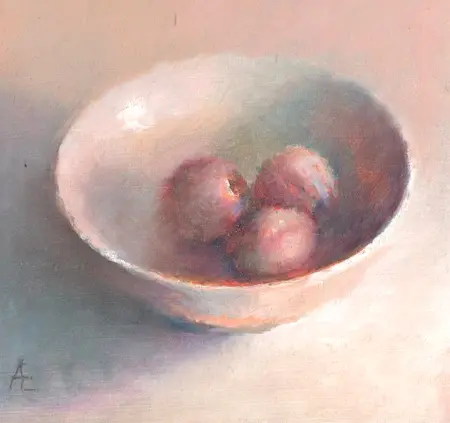 Anneke Elhorst, Abrikozen, 240 euro, Oil on panel, unframed, 12x12x3 cm