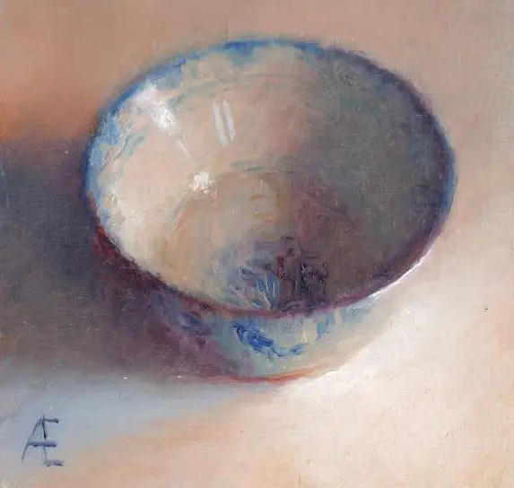 Anneke Elhorst, Antiek schaaltje, 195 euro, Oil on panel, unframed, 10x10x3 cm