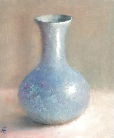 Anneke Elhorst, Blauw Vaasje, 325 euro, Oil on panel, unframed, 15x18x3 cm