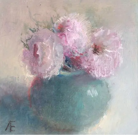 Anneke Elhorst, Bloemen, 195 euro, Oil on panel, 10x10 cm