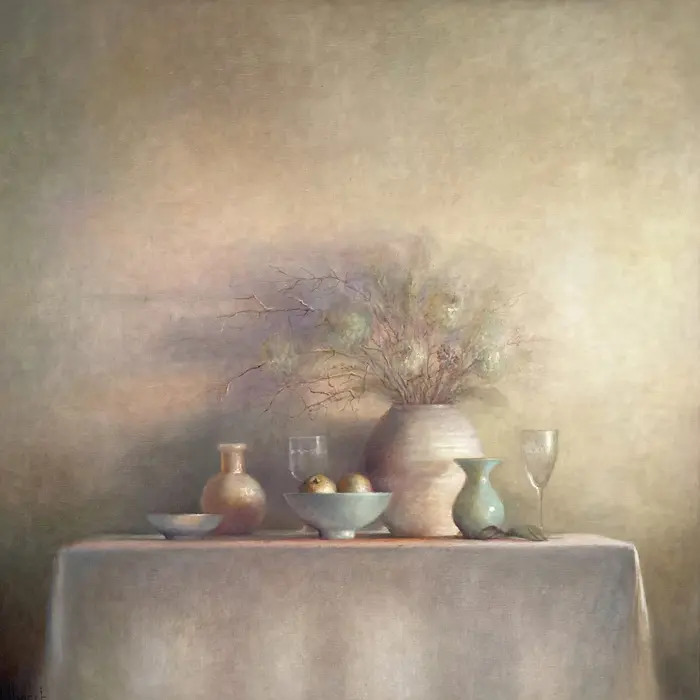 Anneke Elhorst, Bloemrijk, 3300 euro, Oil on canvas, unframed, 110x110x5 cm