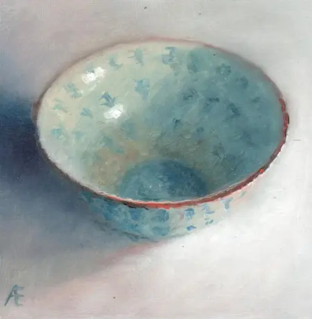 Anneke Elhorst,China Green, 295 euro, Oil on panel, unframed, 15x15x3 cm