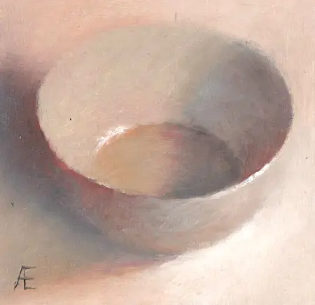 Anneke Elhorst, Creme Bakje, 240 euro, Oil on panel, unframed, 12x12x3 cm