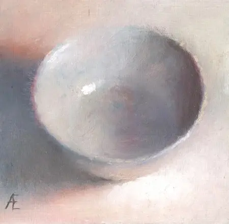 Anneke Elhorst, Creme schaaltje, 240 euro, Oil on panel, unframed, 12x12x3 cm