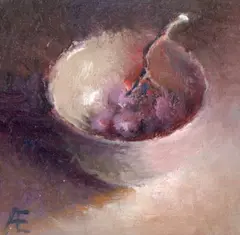 Anneke Elhorst, Druiven 1, 150 euro, Oil on panel, 8x8x2,5 cm