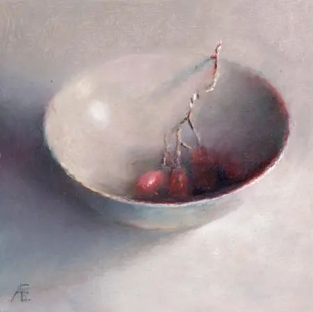 Anneke Elhorst, Druiven, 350 euro, Oil on panel, unframed, 18x18x3 cm