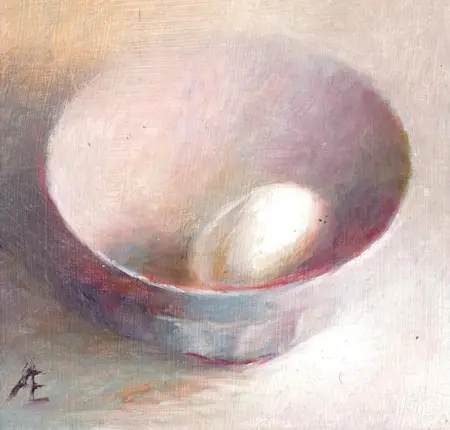 Anneke Elhorst, Ei, 240 euro, Oil on panel, unframed, 12x12