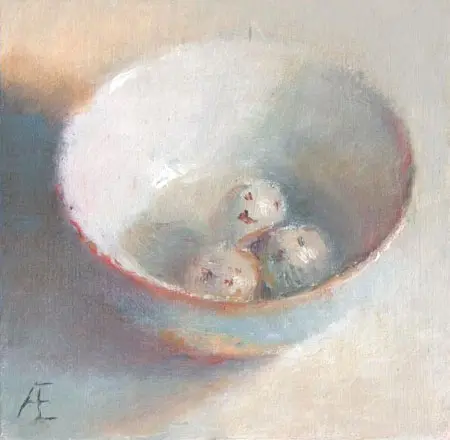Anneke Elhorst, Eitjes, 195 euro, Oil on panel, 10x10 cm