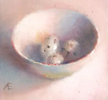 Anneke Elhorst, Eitjes, 195 euro, Oil on panel, unframed, 10x10 cm