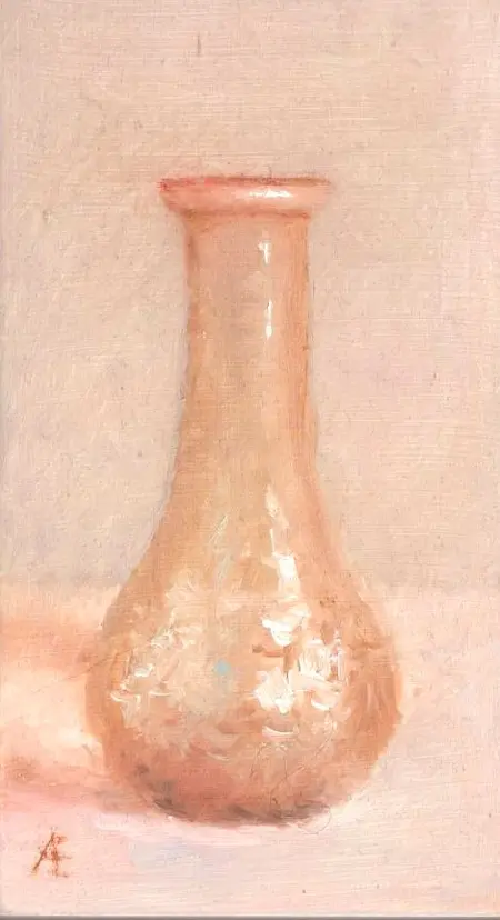 Anneke Elhorst, Geel flesje, 230 euro, Oil on canvas, unframed, 15x8x3 cm