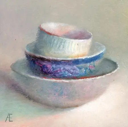 Anneke Elhorst, Gestapeld, 295 euro, Oil on panel, unframed, 15x15x3 cm