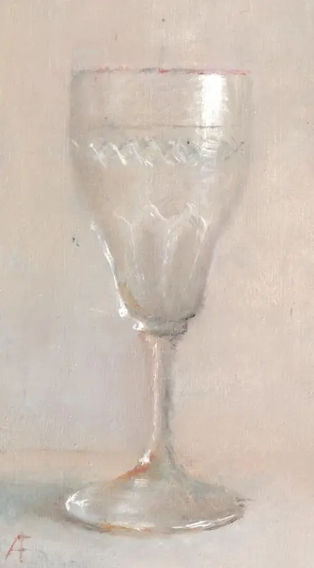 Anneke Elhorst, Glaasje 1, 270 euro, Oil on panel, 18x10x3 cm