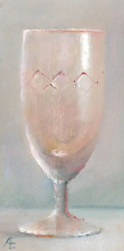 Anneke Elhorst, Glaasje 8, 220 euro, Oil on panel, unframed, 15x7x3,5 cm