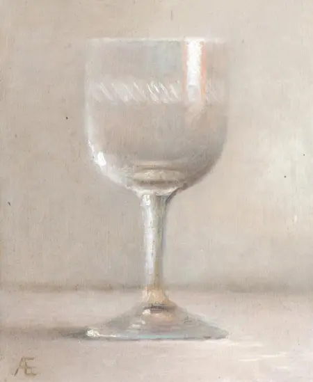 Anneke Elhorst, Glaasje, 270 euro, Oil on wood, unframed, 15x12 cm