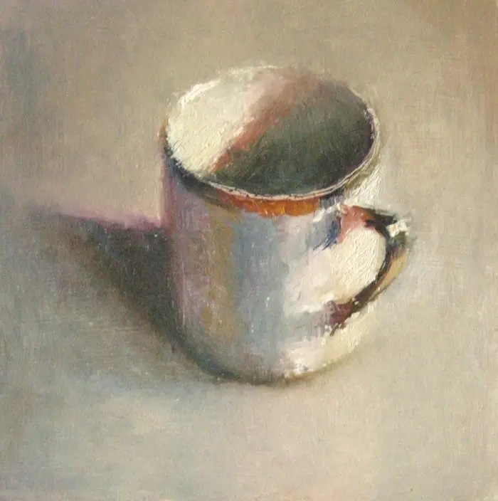 Anneke Elhorst, Gouden oortje , Oil on panel in black frame, 13x13x4 cm, €.360,-