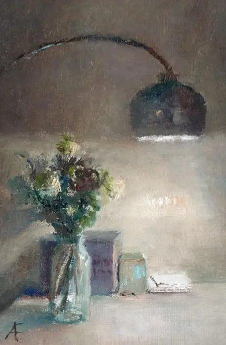 Anneke Elhorst, Interieur II, 250 euro, Oil on panel, unframed, 15x10x3,5 cm
