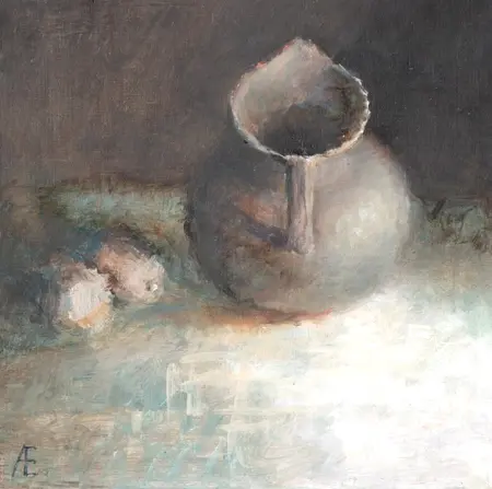 Anneke Elhorst, Kan en Citroenen, 360 euro, Oil on panel, unframed, 18x18x3 cm