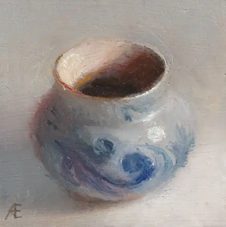 Anneke Elhorst, Keuls potje, Oil on wood, 10x10x3 cm, €.195,-