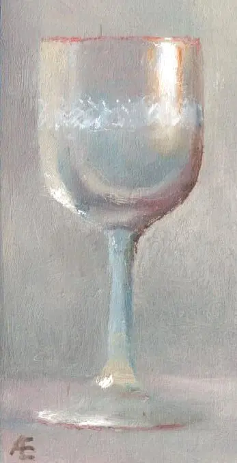 Anneke Elhorst, Klein glaasje, 180 euro, Oil on panel, 12x6 cm