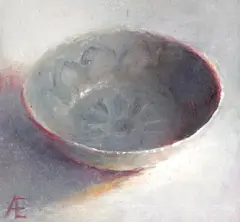 Anneke Elhorst, klein schaaltje, 195 euro, Oil on canvas, unframed, 10x10x2,5
