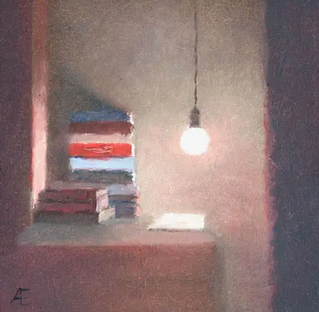 Anneke Elhorst, Lampje 1, 310 euro, Oil on panel, 15x15x2,5 cm