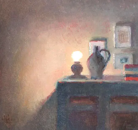 Anneke Elhorst, Lampje 2, 310 euro, Oil on panel, 15x15x2,5 cm
