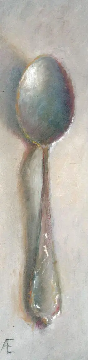 Anneke Elhorst, Lepel II, 240 euro, Oil on panel, 20x5 cm
