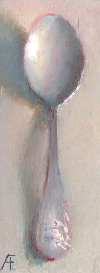 Anneke Elhorst, Lepeltje II, 140 euro, Oil on panel, unframed, 10x4x2,5