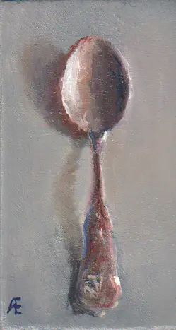 Anneke Elhorst, Lepeltje, Oil on panel, 8x4x2 cm, €.110,-