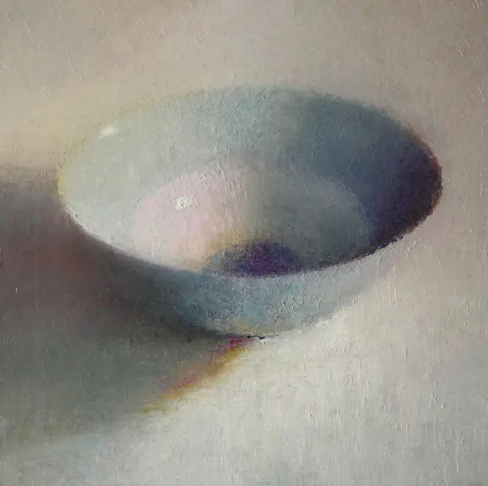 Anneke Elhorst, Lichtblauwe kom, Oil on canvas, 70x70 cm, €.1400,-