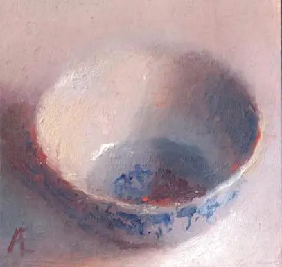 Anneke Elhorst, Mini 5 blauw, 130 euro, Oil on panel, unframed, 7x7x2 cm