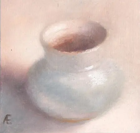 Anneke Elhorst, Potje, 240 euro, Oil on panel, unframed, 12x12x3 cm.