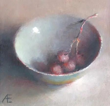 Anneke Elhorst, Rode druiven, 240 euro, Oil on panel, unframed, 12x12x3 cm