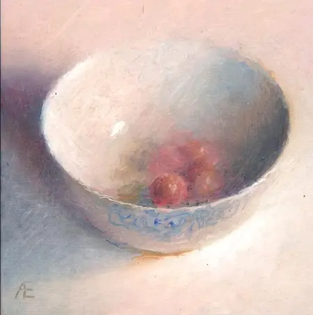 Anneke Elhorst, Rode druiven, 295 euro, Oil on panel, unframed, 15x15x3 cm