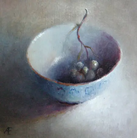 Anneke Elhorst, Schaaltje 32, Oil on panel, 15x15 cm, €.295,-