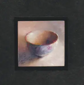 Anneke Elhorst, Schaaltje 41, Oil on panel in black wooden frame, 9x9 in frame, 24x24 cm, €.185,-