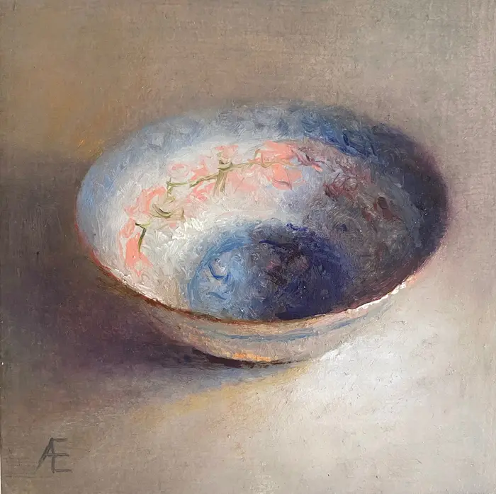 Anneke Elhorst, Schaaltje 45, Oil on panel, 12x12 cm, €.230,-